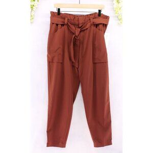 Athleta Women's Skyline Pant Belted Waist Cognac Brown Sz 12 NEW
